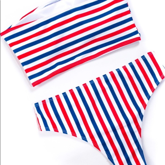 Striped Bandeau Bikini Set - Picture 4 of 8